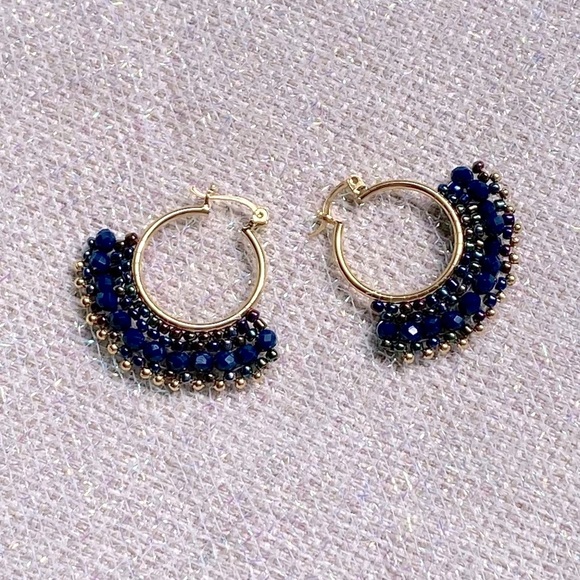Boho Mexican Chaquira Beaded Hoop Earrings - Picture 2 of 6